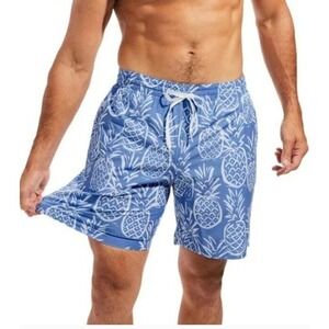 Chubbies Lined Blue‎ Pineapple Swim Trunks 7" Inseam Drawstring Pockets 2X Large